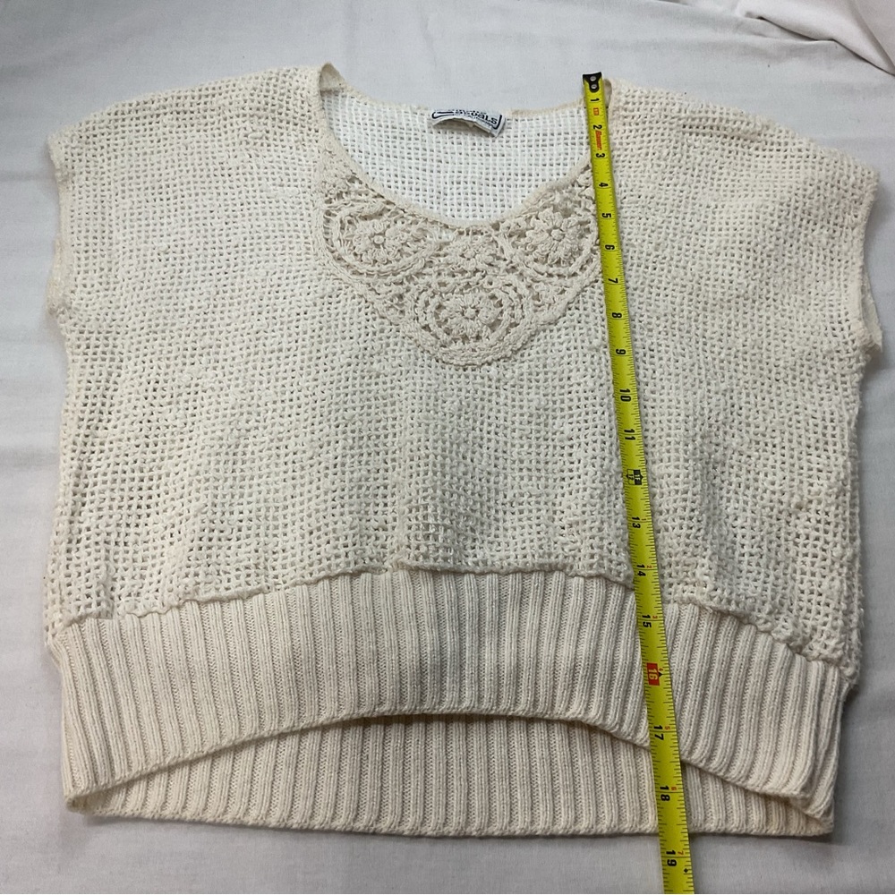 Campus Casuals Beige Sweater Vest, Size S, Knitted Cropped Boho Vintage Casual - Picture 6 of 7
